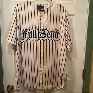 Nelk Boys Full Send Men’s Pinstripe Baseball Jersey - White/Black